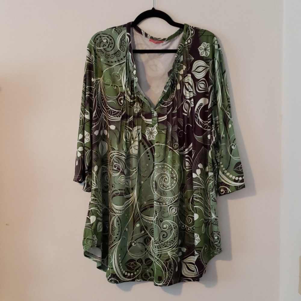 Simply Aster green & black tunic top 4x